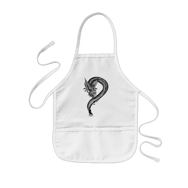 Dragon black and white Design Kids Apron (Front)