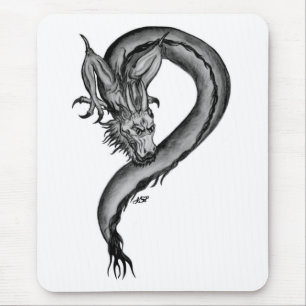 Dragon black and white Design Mouse Pad