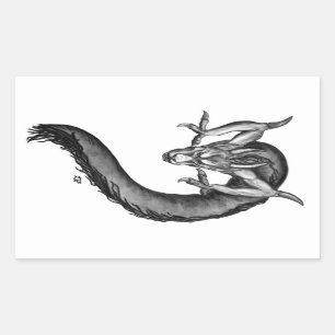 Dragon black and white Design Rectangular Sticker