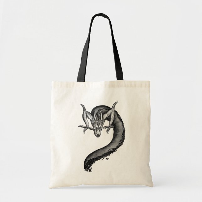 Dragon black and white Design Tote Bag (Front)
