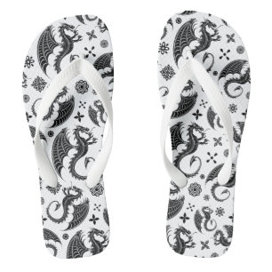 Dragon Black Shape Tattoo Style Jandals