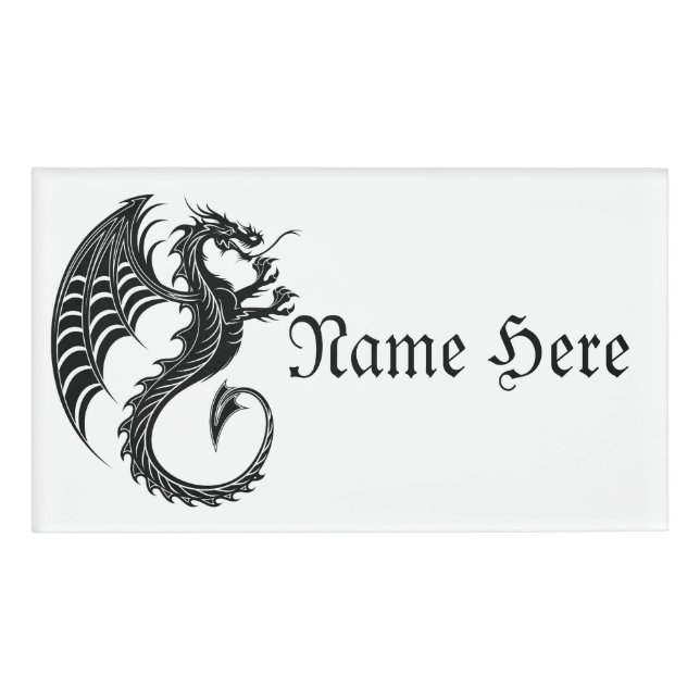 Dragon Black Shape Tattoo Style Name Tag (Front)