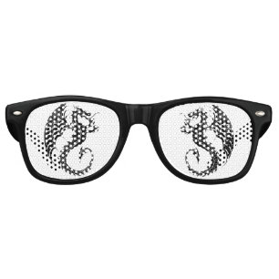 Dragon Black Shape Tattoo Style Retro Sunglasses