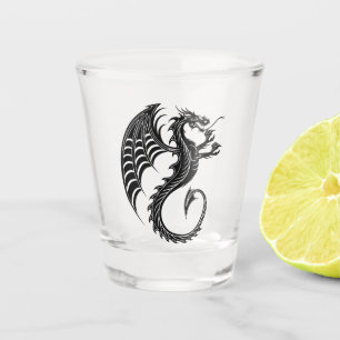 Dragon Black Shape Tattoo Style Shot Glass