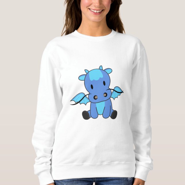 Dragon Blue Fairy Tale Fantasy Cute Sweatshirt (Front)