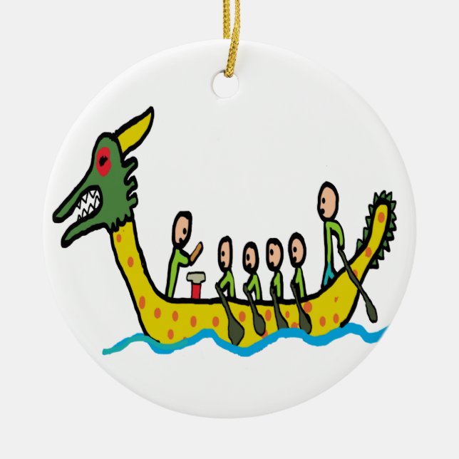 Dragon Boat Racing Ceramic Tree Decoration (Front)