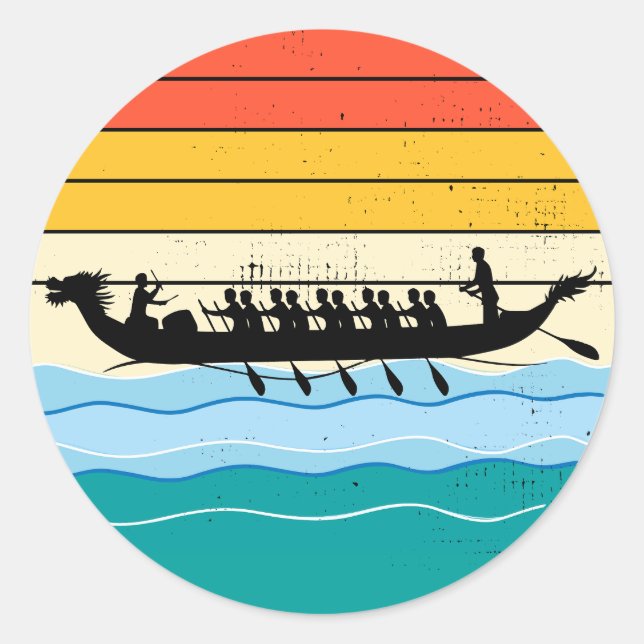Dragon Boat Racing Crew Paddlers Water Sport Classic Round Sticker (Front)