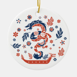 Dragon Boat Racing Design Ceramic Tree Decoration