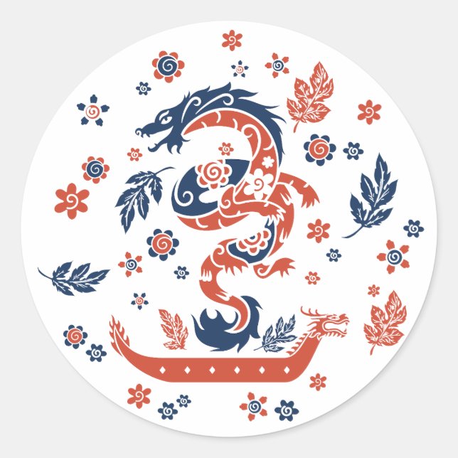 Dragon Boat Racing Design Classic Round Sticker (Front)