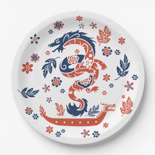 Dragon Boat Racing Design Paper Plate (Front)
