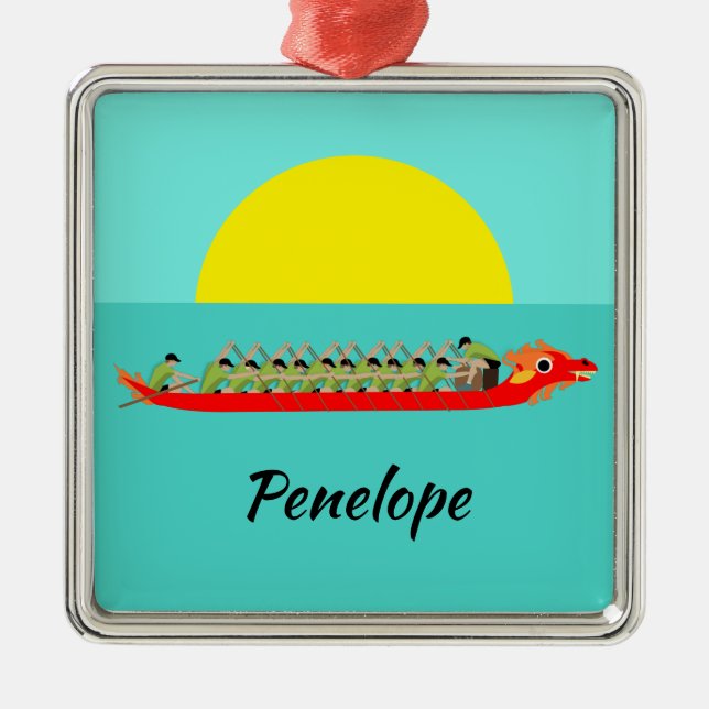 Dragon Boat Racing Metal Tree Decoration (Front)