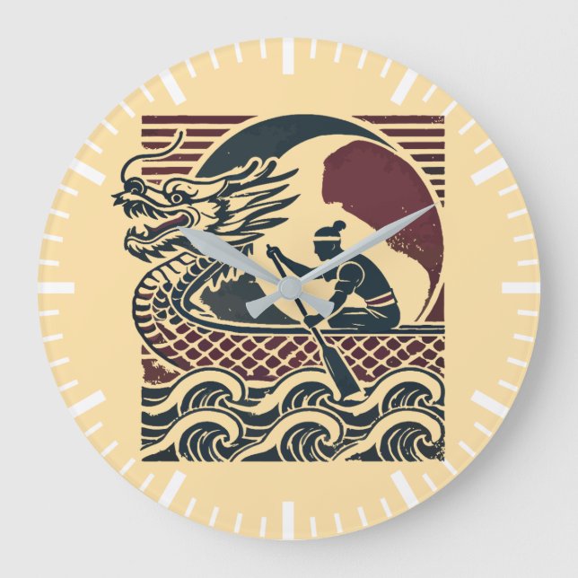 Dragon Boat Racing – Vintage Paddler Large Clock (Front)
