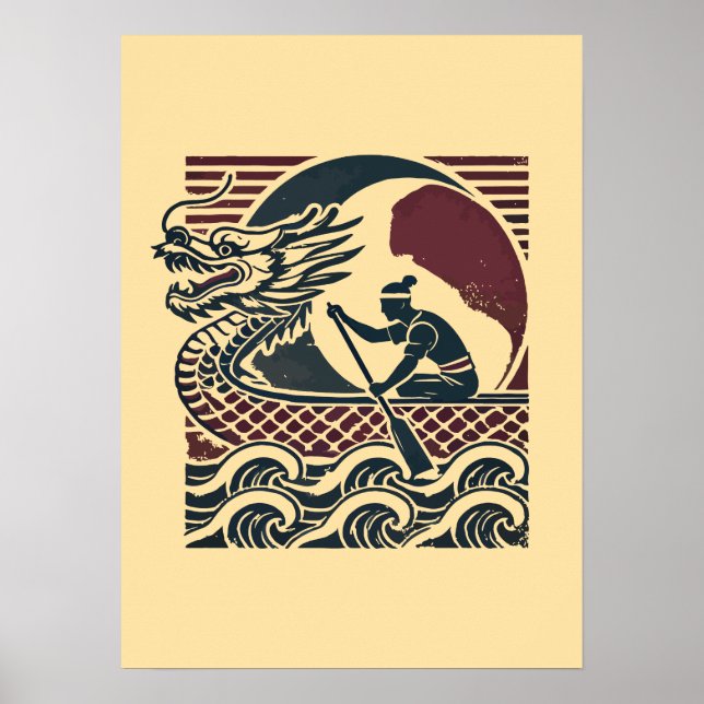 Dragon Boat Racing – Vintage Paddler Poster (Front)
