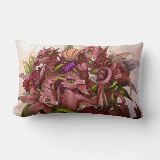 Dragon Bouquet Throw Pillow (Front)