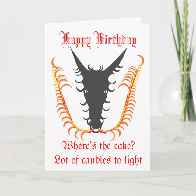 Dragon Breathing Fire Birthday card (Front)
