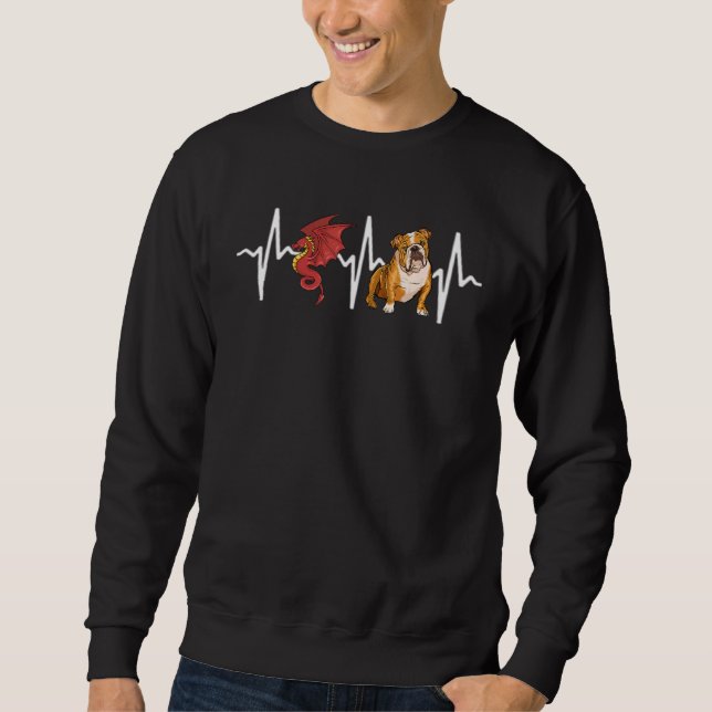 Dragon Bulldog Heartbeat Dog Sweatshirt (Front)