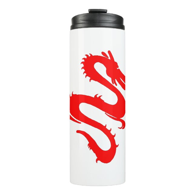 Dragon Calligraphy Red Asian Brush Stroke Friendly Thermal Tumbler (Front)