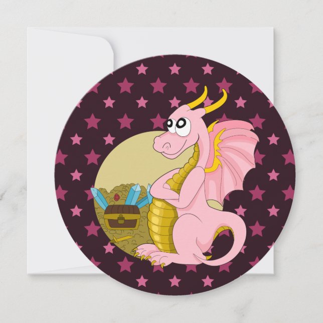 Dragon cartoon birthday print invites (Front)