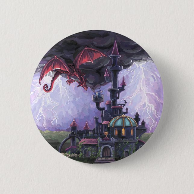 Dragon Castle 6 Cm Round Badge (Front)
