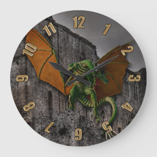 Dragon & Castle Fantasy Artwork Large Clock