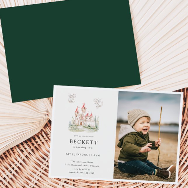 Dragon Castle Theme Birthday Party Photo Invitation (Creator Uploaded)