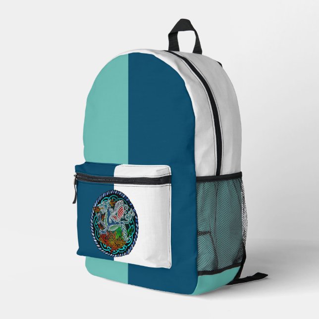 Dragon celtique printed backpack (Back Corner Right)