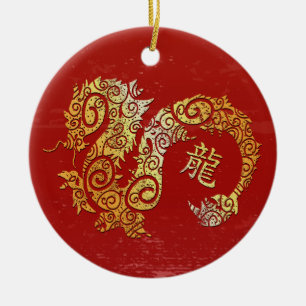 Dragon Chinese Zodiac Horoscope Constellation Sign Ceramic Tree Decoration