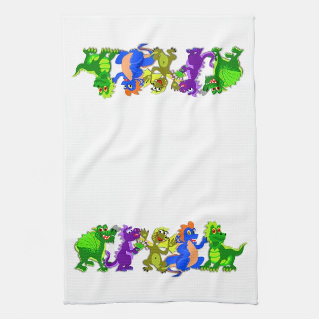 Dragon Chorus Line Tea Towel (Vertical)