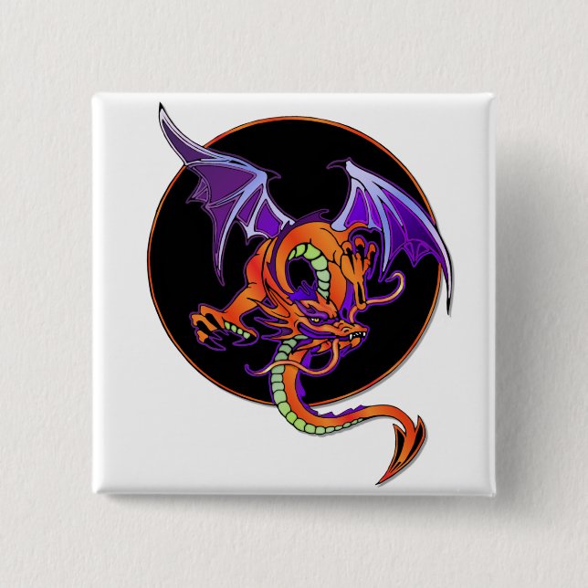 Dragon Circle 15 Cm Square Badge (Front)