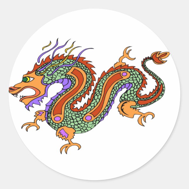 dragon classic round sticker (Front)