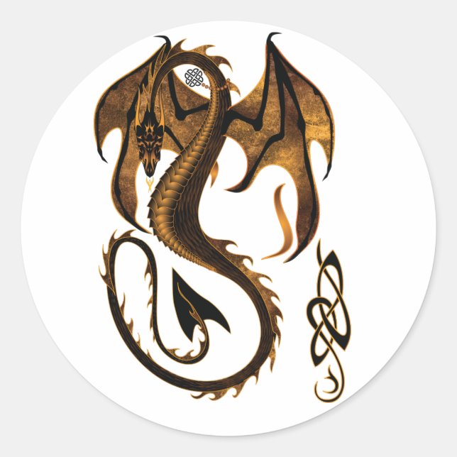 dragon classic round sticker (Front)