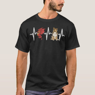 Dragon Collie Heartbeat Dog Lover  T-Shirt