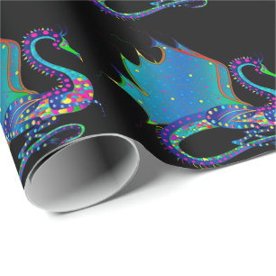 Dragon Colorful Kaleidoscope Collection Wrapping Paper
