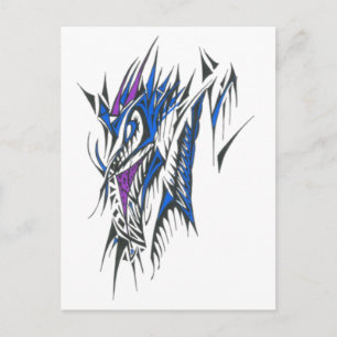 Dragon Colourful Abstract Tribal Tattoo Art Postcard