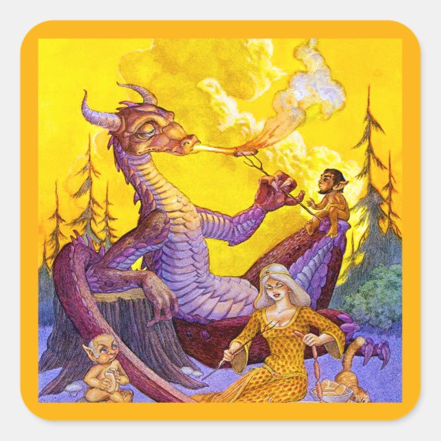Dragon Cookout Square Sticker (Front)