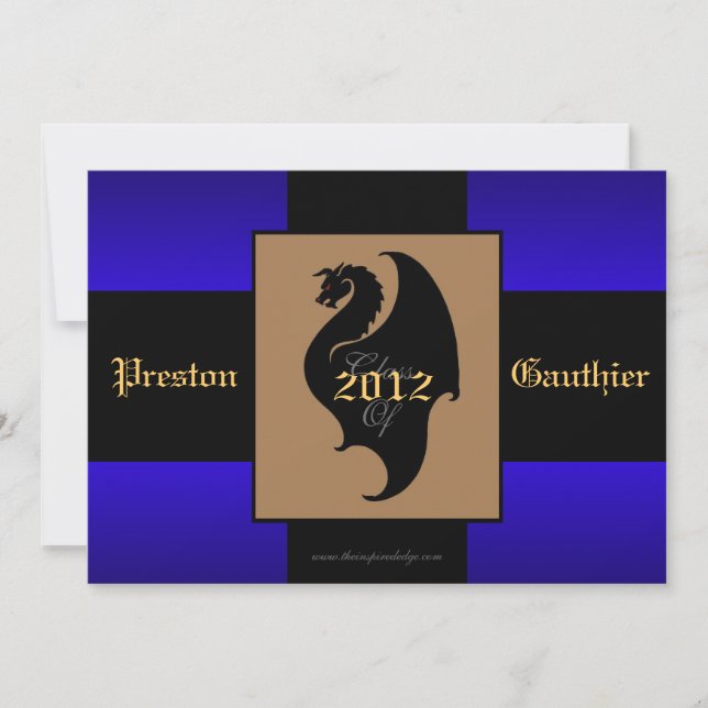 Dragon Crest Blue Senior Graduation Invitation (Front)