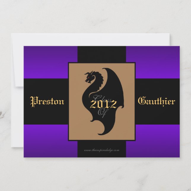 Dragon Crest Purple Senior Graduation Invitation (Front)