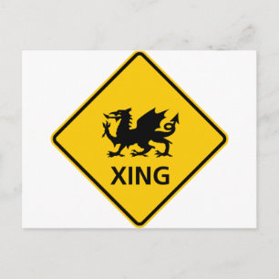 Dragon Crossing Highway Sign Postcard