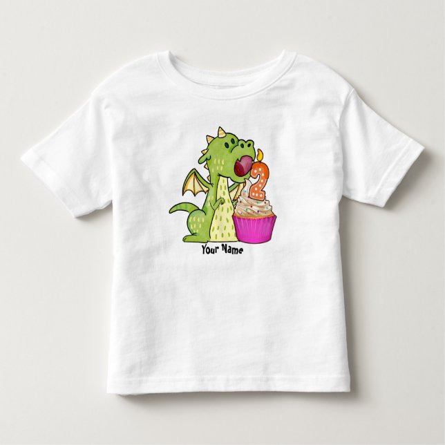 Dragon Cupcake 2nd Birthday Toddler T-Shirt (Front)
