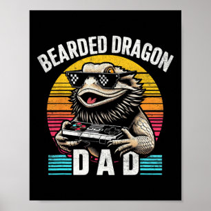 Dragon Dad Vintage Video Game Lizard Reptile Lover Poster