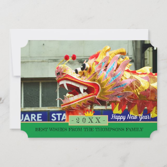 Dragon Dance & Happy New Year! Card /Chinese (Front)