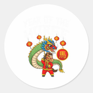 Dragon Dance Year Of The Horse Chinese New Year Zo Classic Round Sticker