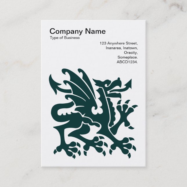 Dragon - Dark Green on White Business Card (Front)