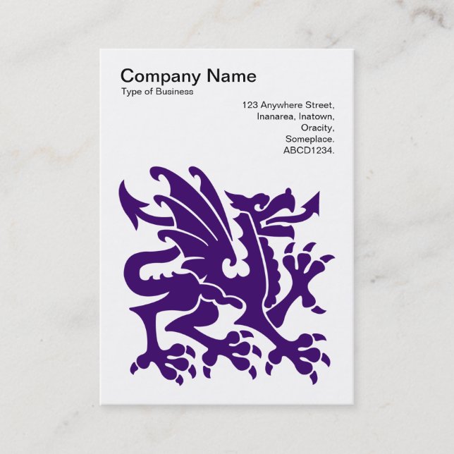 Dragon - Deep Purple on White Business Card (Front)