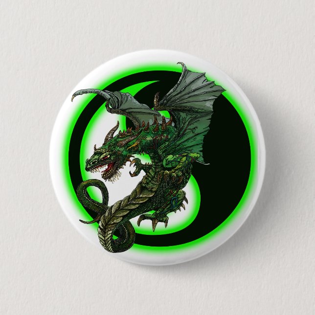 Dragon design 6 cm round badge (Front)