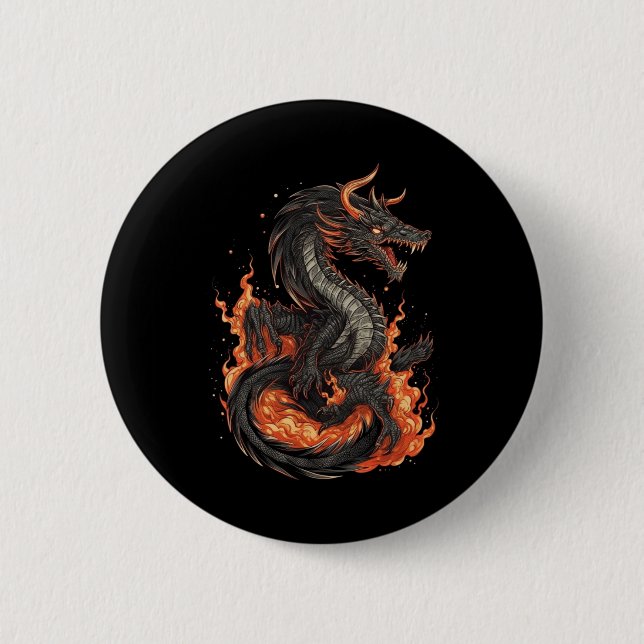 dragon design 6 cm round badge (Front)