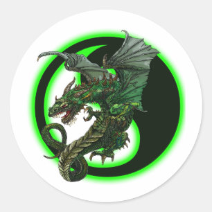 Dragon design classic round sticker