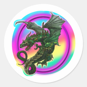 Dragon design classic round sticker