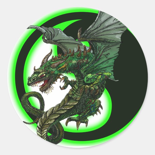 Dragon design classic round sticker (Front)