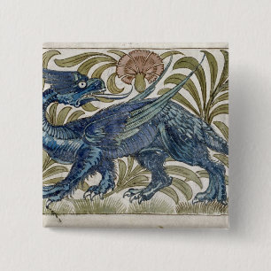 'Dragon' design for a tile (w/c on paper) 15 Cm Square Badge